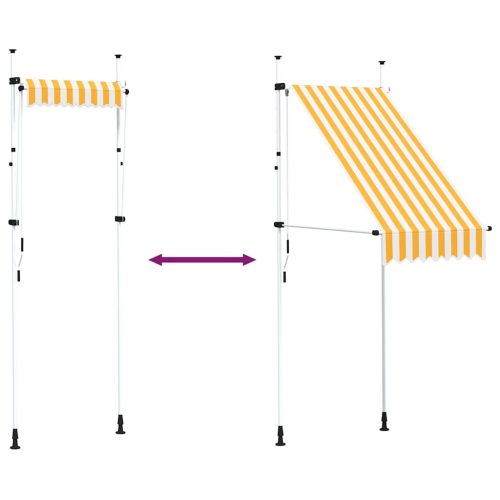  narancssárga-fehér csíkos kézzel feltekerhető napellenző 100 cm