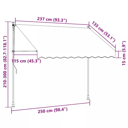  narancssárga és barna kézzel feltekerhető napellenző 250 cm