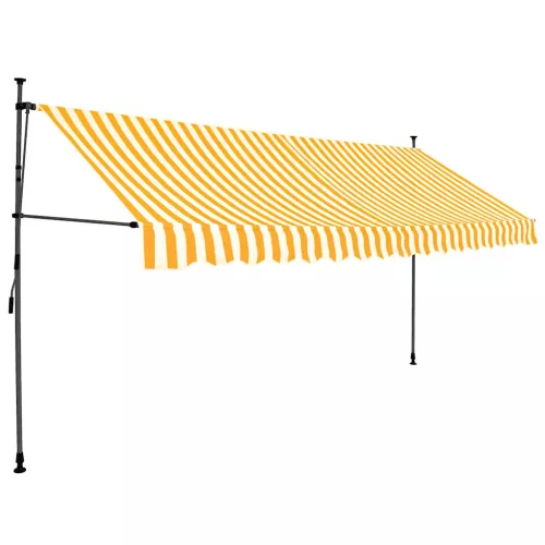  fehér-narancssárga kézzel kihúzható LED-es napellenző 350 cm