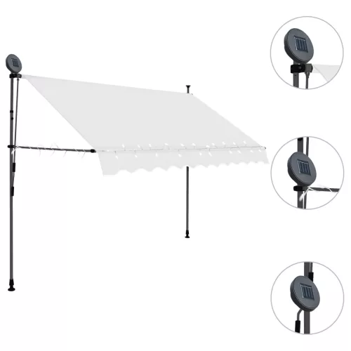  krémszínű kézzel kihúzható LED-es napellenző 300 cm