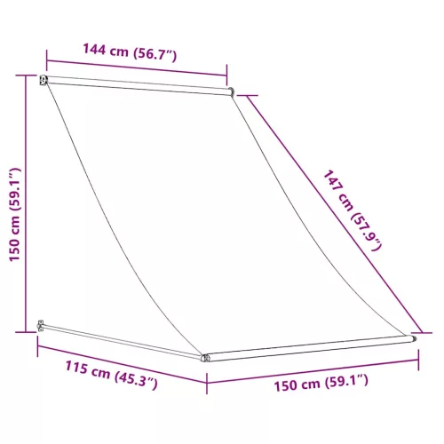  narancssárga és barna feltekerhető napellenző 150 x 150 cm