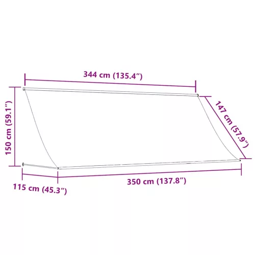  narancssárga és barna feltekerhető napellenző 350 x 150 cm