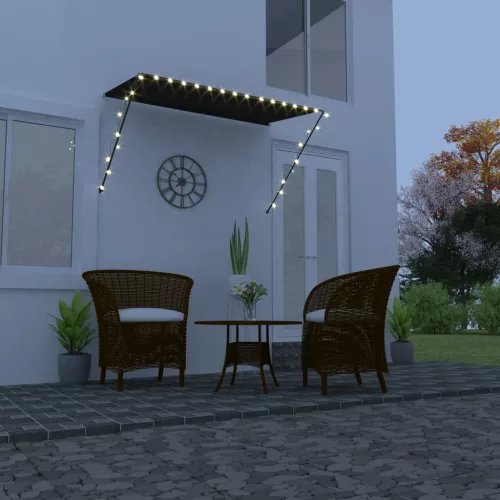  feltekerhető antracitszürke napellenző LED-del 250 x 150 cm