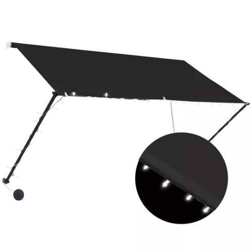  feltekerhető antracitszürke napellenző LED-del 250 x 150 cm
