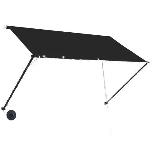 feltekerhető antracitszürke napellenző LED-del 250 x 150 cm