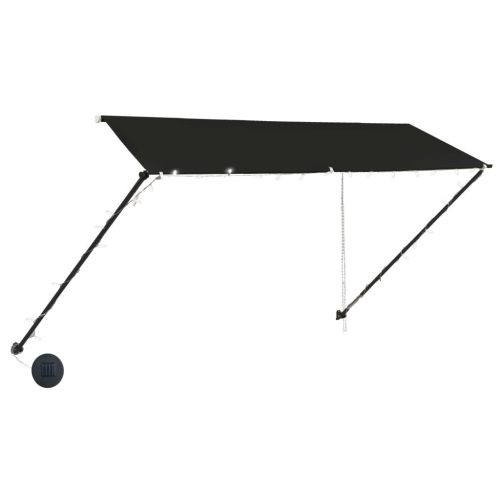  feltekerhető antracitszürke napellenző LED-del 300 x 150 cm