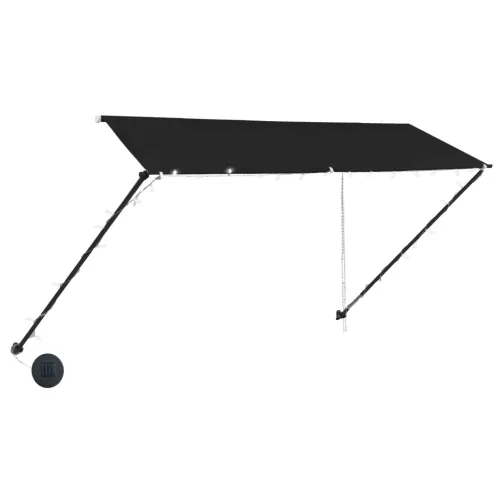  feltekerhető antracitszürke napellenző LED-del 350 x 150 cm