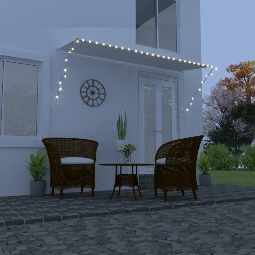  feltekerhető krémszínű napellenző LED-del 300 x 150 cm