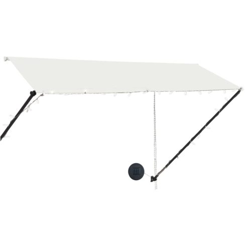  feltekerhető krémszínű napellenző LED-del 300 x 150 cm