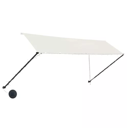  feltekerhető krémszínű napellenző LED-del 350 x 150 cm