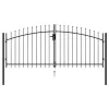  fekete acél lándzsahegy tetejű kétajtós kerítéskapu 3 x 1,25 m