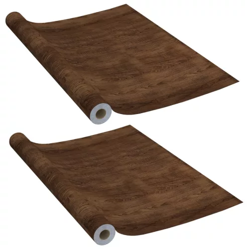  2 db sötét tölgyszínű öntapadó PVC ajtófólia 210 x 90 cm