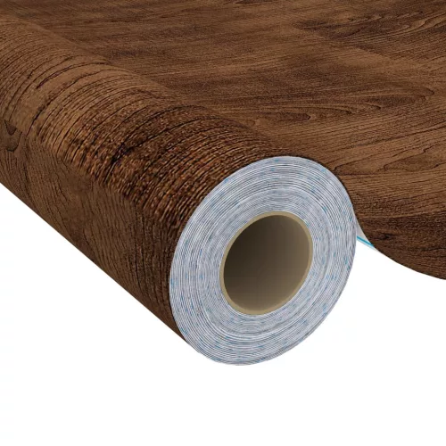  2 db sötét tölgyszínű öntapadó PVC ajtófólia 210 x 90 cm