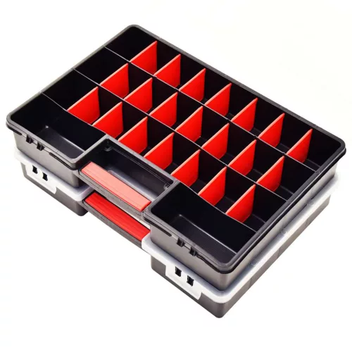  2 db műanyag tárolódoboz állítható elválasztókkal 460x325x80 mm