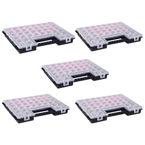  5 db műanyag tárolódoboz állítható elválasztókkal 385x283x50 mm