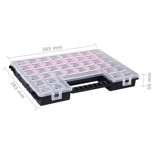  5 db műanyag tárolódoboz állítható elválasztókkal 385x283x50 mm