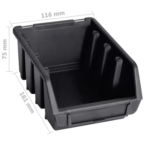  32 darabos piros és fekete tárolódoboz szett fali panelekkel