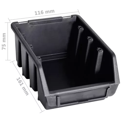  29 darabos piros és fekete tárolódoboz szett fali panelekkel