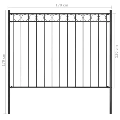  fekete kerti acélkerítés 1,7 x 1,2 m