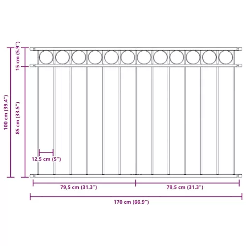  fekete Assen acél kerítéspanel 1,7 x 1 m
