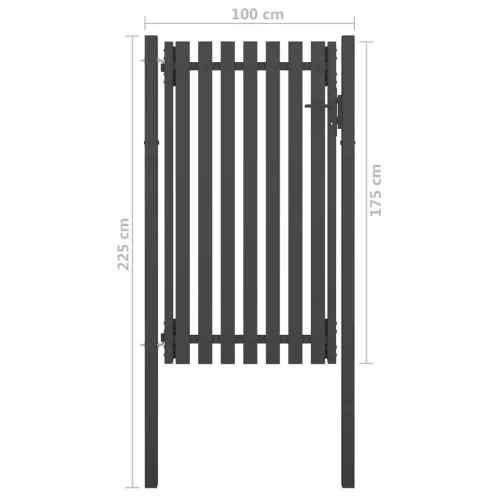  antracitszürke acél kerítéskapu 1 x 2,25 m