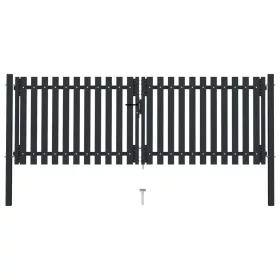  antracitszürke kétajtós acél kerítéskapu 306 x 175 cm