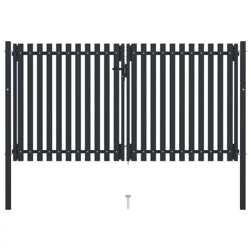  antracitszürke kétajtós acél kerítéskapu 306 x 200 cm