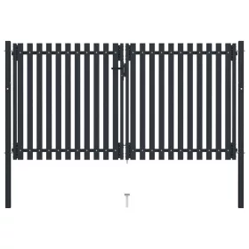 antracitszürke kétajtós acél kerítéskapu 306 x 220 cm