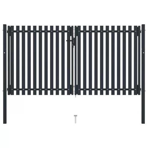  antracitszürke kétajtós acél kerítéskapu 306 x 220 cm