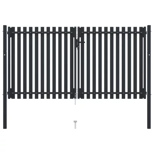  antracitszürke kétajtós acél kerítéskapu 306 x 220 cm