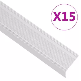    15 db ezüstszínű L-alakú alumínium lépcsőélvédő 90 cm