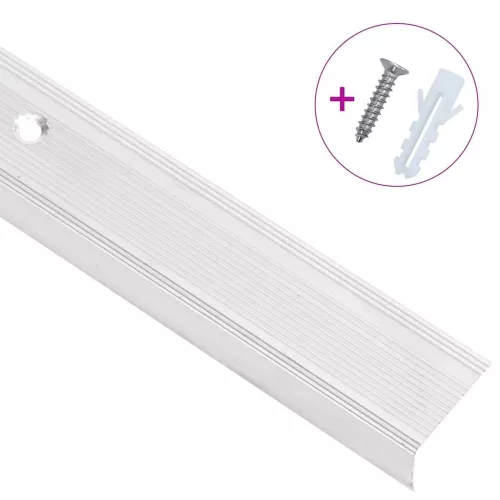  15 db ezüstszínű L-alakú alumínium lépcsőélvédő 90 cm