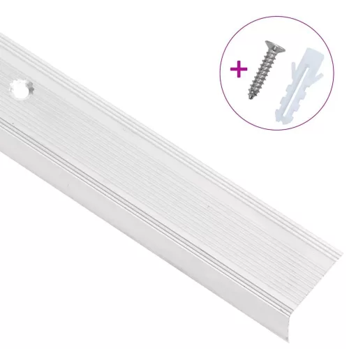  5 db ezüstszínű L-alakú alumínium lépcsőélvédő 100 cm