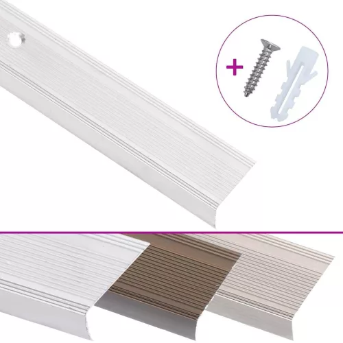  15 db ezüstszínű L-alakú alumínium lépcsőélvédő 100 cm