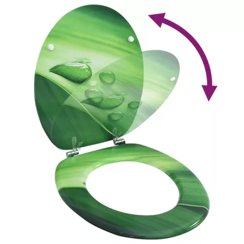  zöld vízcseppmintás MDF WC-ülőke fedéllel