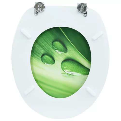  zöld vízcseppmintás MDF WC-ülőke fedéllel