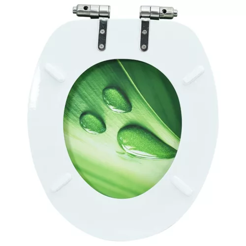  zöld vízcseppmintás MDF WC-ülőke lassan csukódó fedéllel
