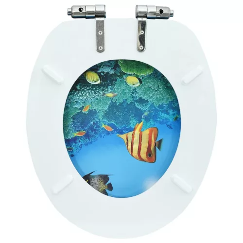  mélytengeri mintás MDF WC-ülőke lassan csukódó fedéllel