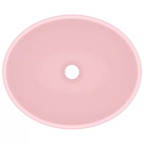  ovális matt rózsaszín kerámia luxus mosdókagyló 40 x 33 cm