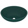  ovális matt sötétzöld kerámia luxus mosdókagyló 40 x 33 cm