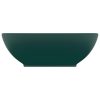  ovális matt sötétzöld kerámia luxus mosdókagyló 40 x 33 cm