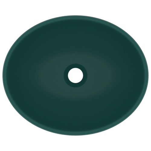  ovális matt sötétzöld kerámia luxus mosdókagyló 40 x 33 cm