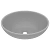  ovális matt világosszürke kerámia luxus mosdókagyló 40 x 33 cm