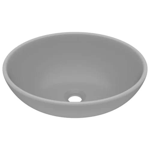  ovális matt világosszürke kerámia luxus mosdókagyló 40 x 33 cm