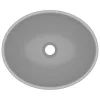  ovális matt világosszürke kerámia luxus mosdókagyló 40 x 33 cm