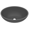  ovális matt sötétszürke kerámia luxus mosdókagyló 40 x 33 cm