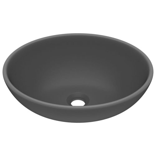  ovális matt sötétszürke kerámia luxus mosdókagyló 40 x 33 cm