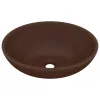  ovális matt sötétbarna kerámia luxus mosdókagyló 40 x 33 cm