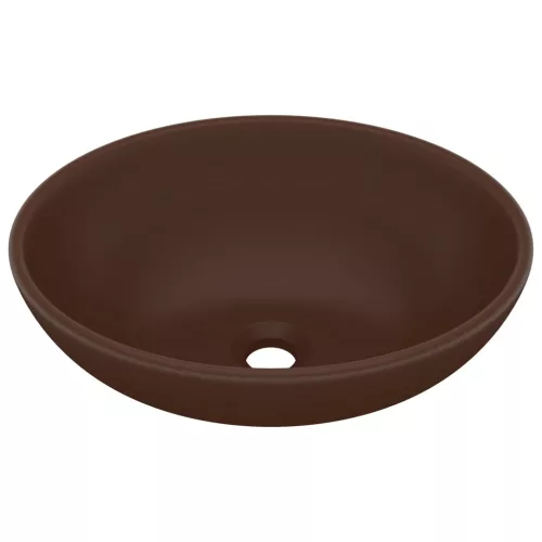 ovális matt sötétbarna kerámia luxus mosdókagyló 40 x 33 cm