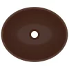  ovális matt sötétbarna kerámia luxus mosdókagyló 40 x 33 cm